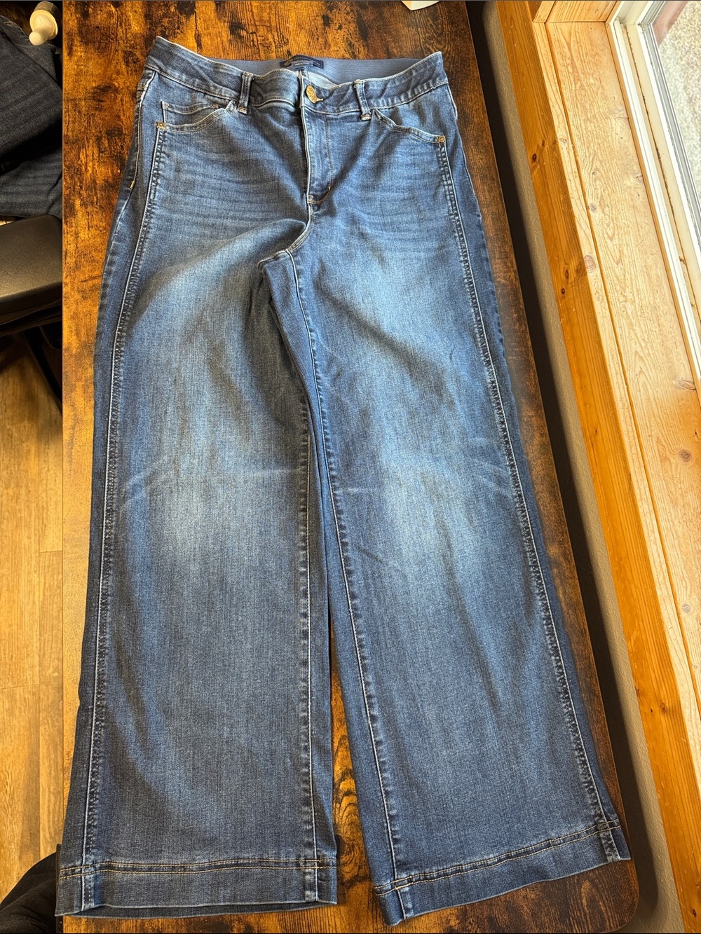 Democracy Wide-Leg Flare Jeans in Blue Denim